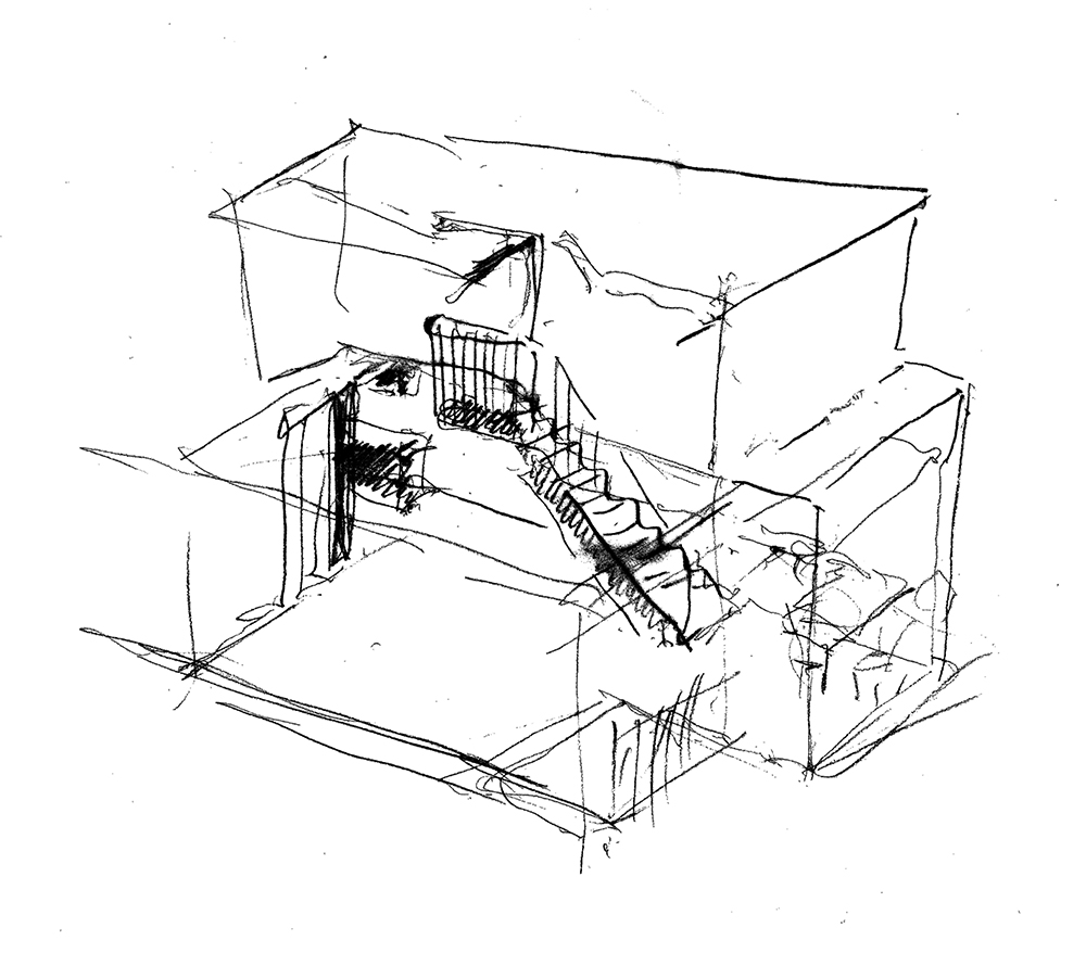 GMMK, Gert M. Mayr-Keber ZT-GmbH, Wohnhaus in Stadlau, 2011-2014, Sketch: Gert M. Mayr-Keber