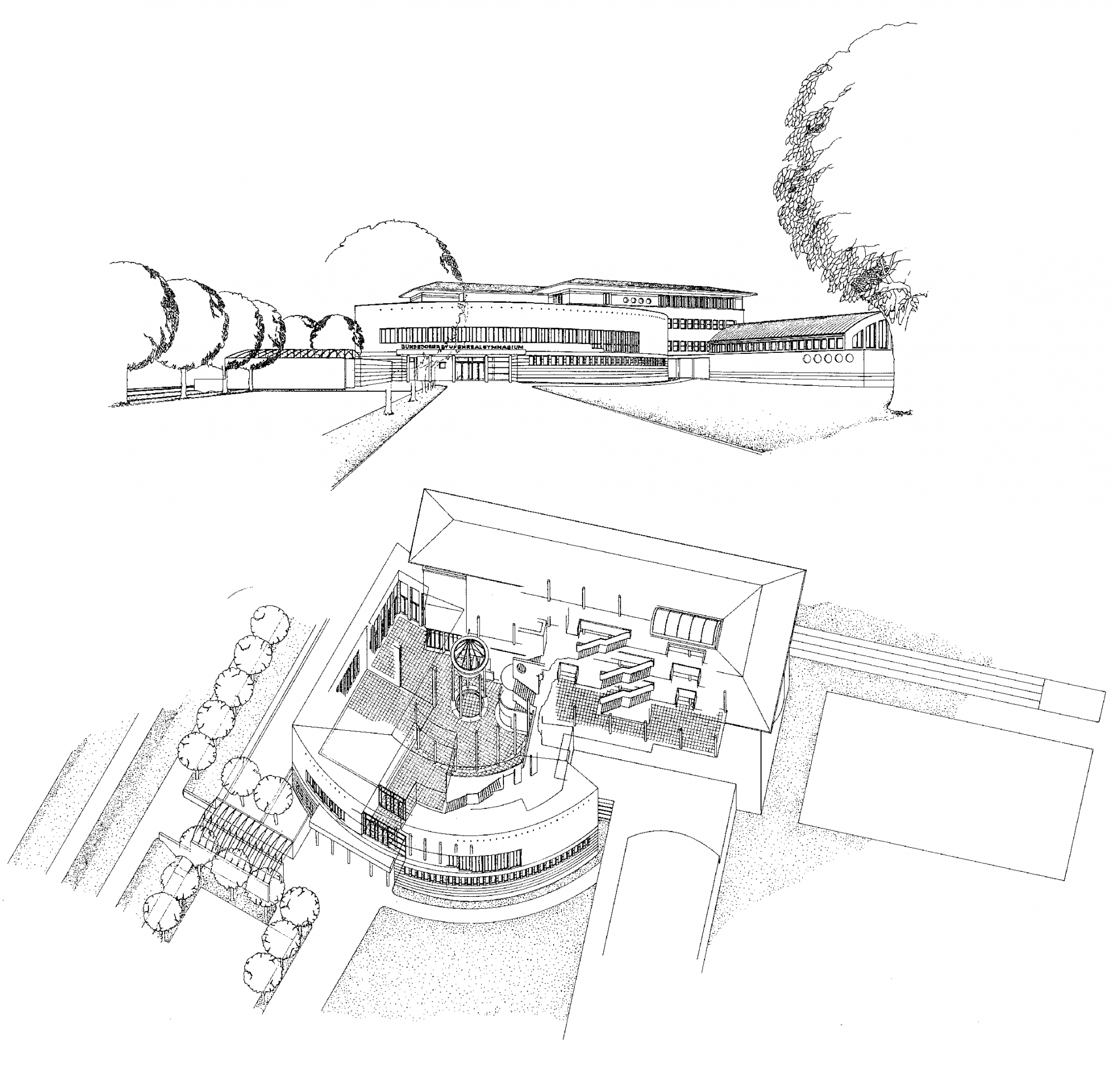 GMMK , Gert M. MAYR-KEBER ZT-GmbH. Wettbewerb Gymnasium Wr.Neustadt  1985